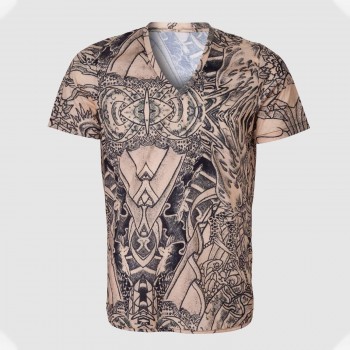 Short Sleeves Tattoo Men V-neck T-Shirt