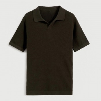 Textured Knit Polo Shirt