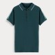 Polo Shirt With Zip & Tipping Detail