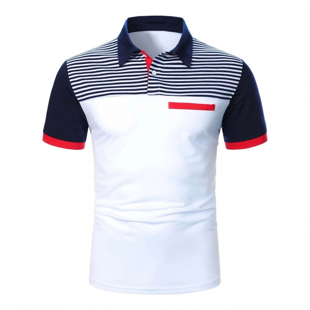 Colorblock Striped Polo Shirt