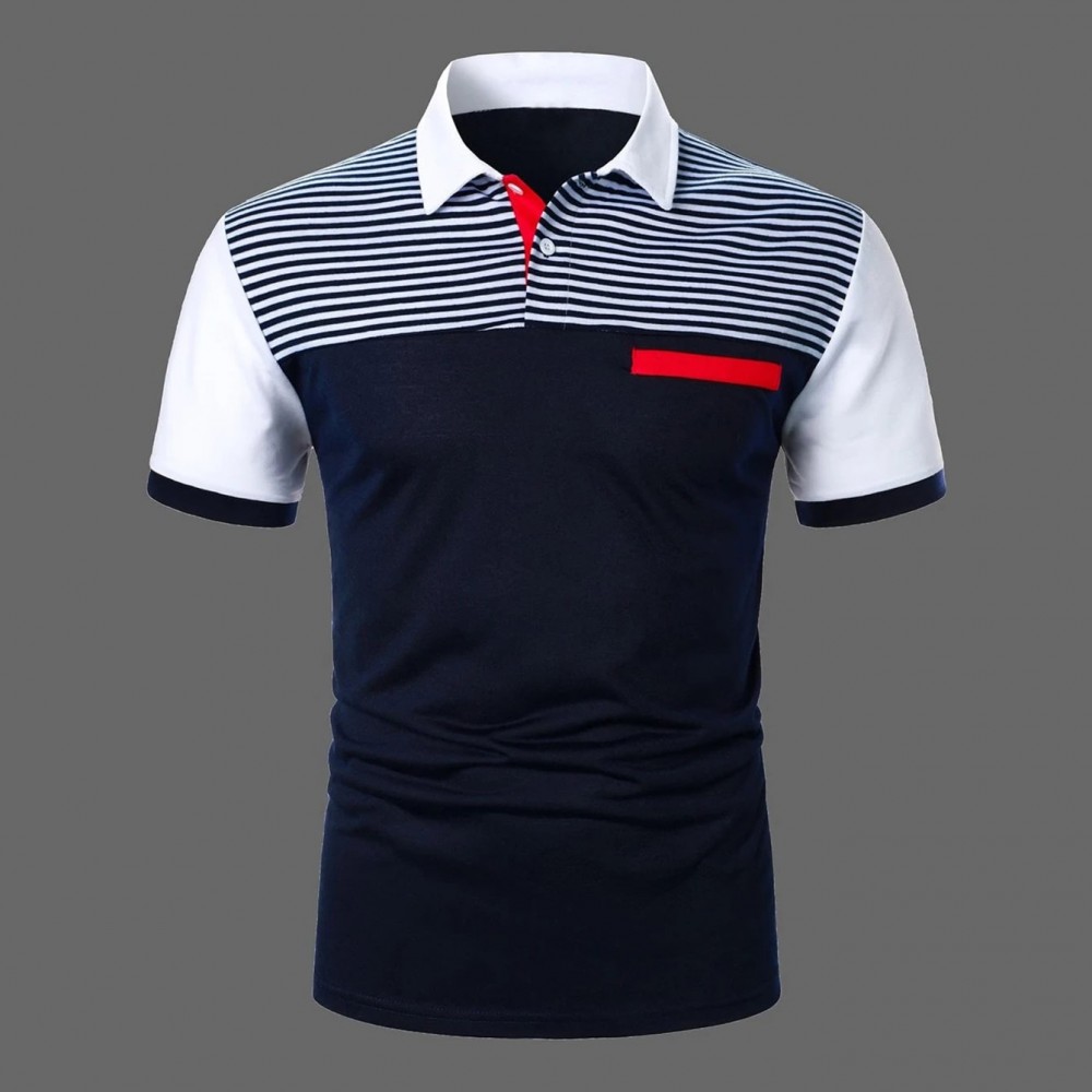 Colorblock Striped Polo Shirt