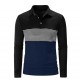 Striped Print Colorblock Polo Shirt