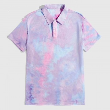 Custom Print Tie Dye Polo Shirt