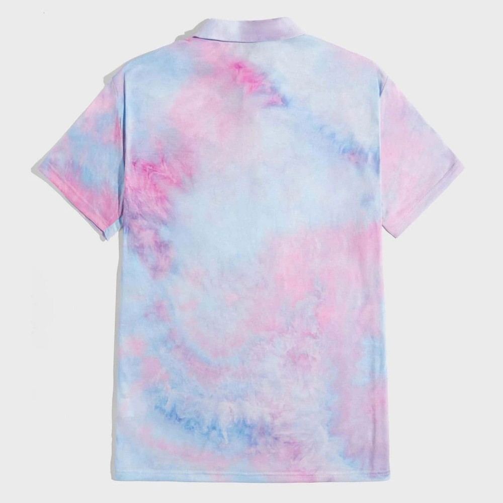 Custom Print Tie Dye Polo Shirt