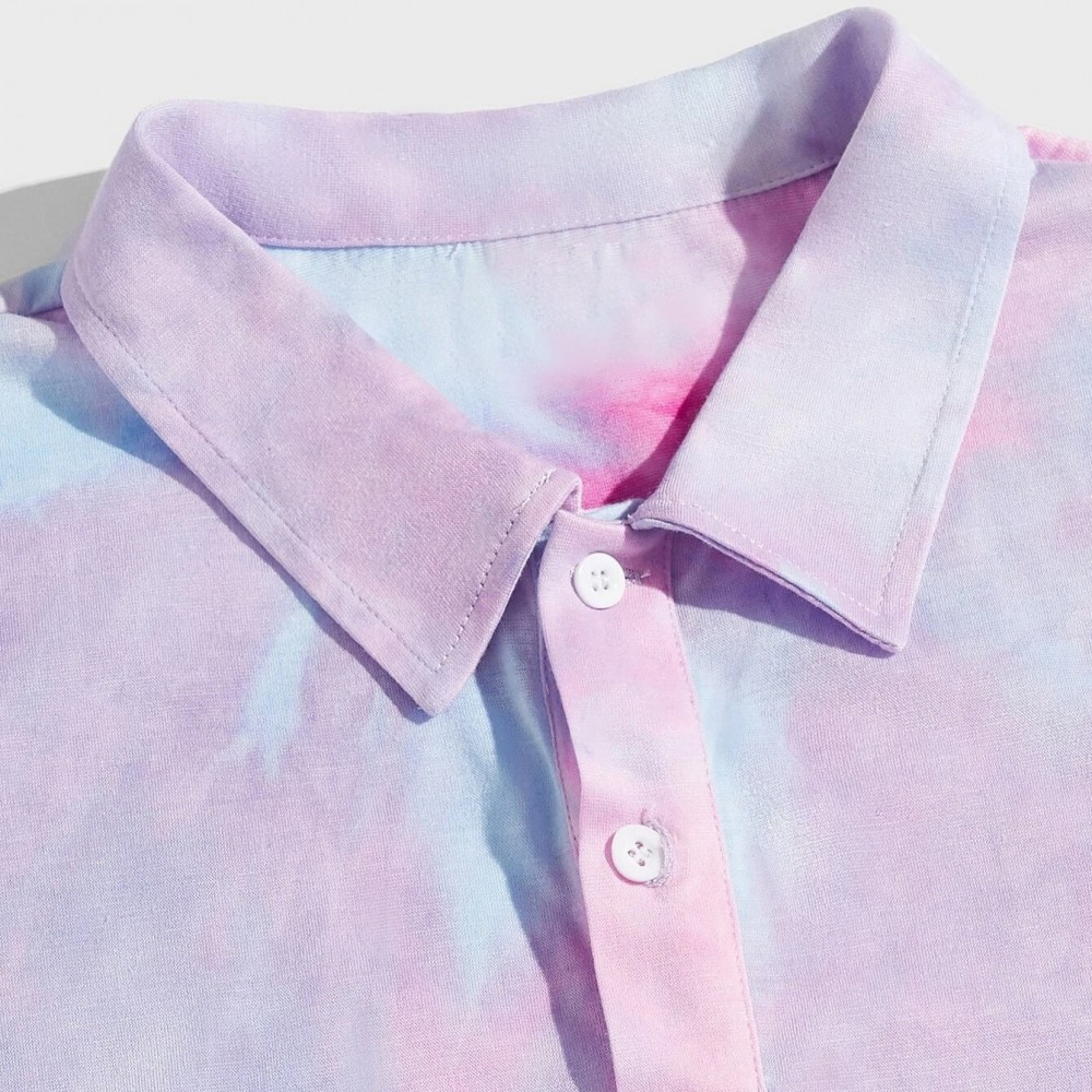 Custom Print Tie Dye Polo Shirt