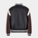 Faux Leather Varsity Bomber Jacket