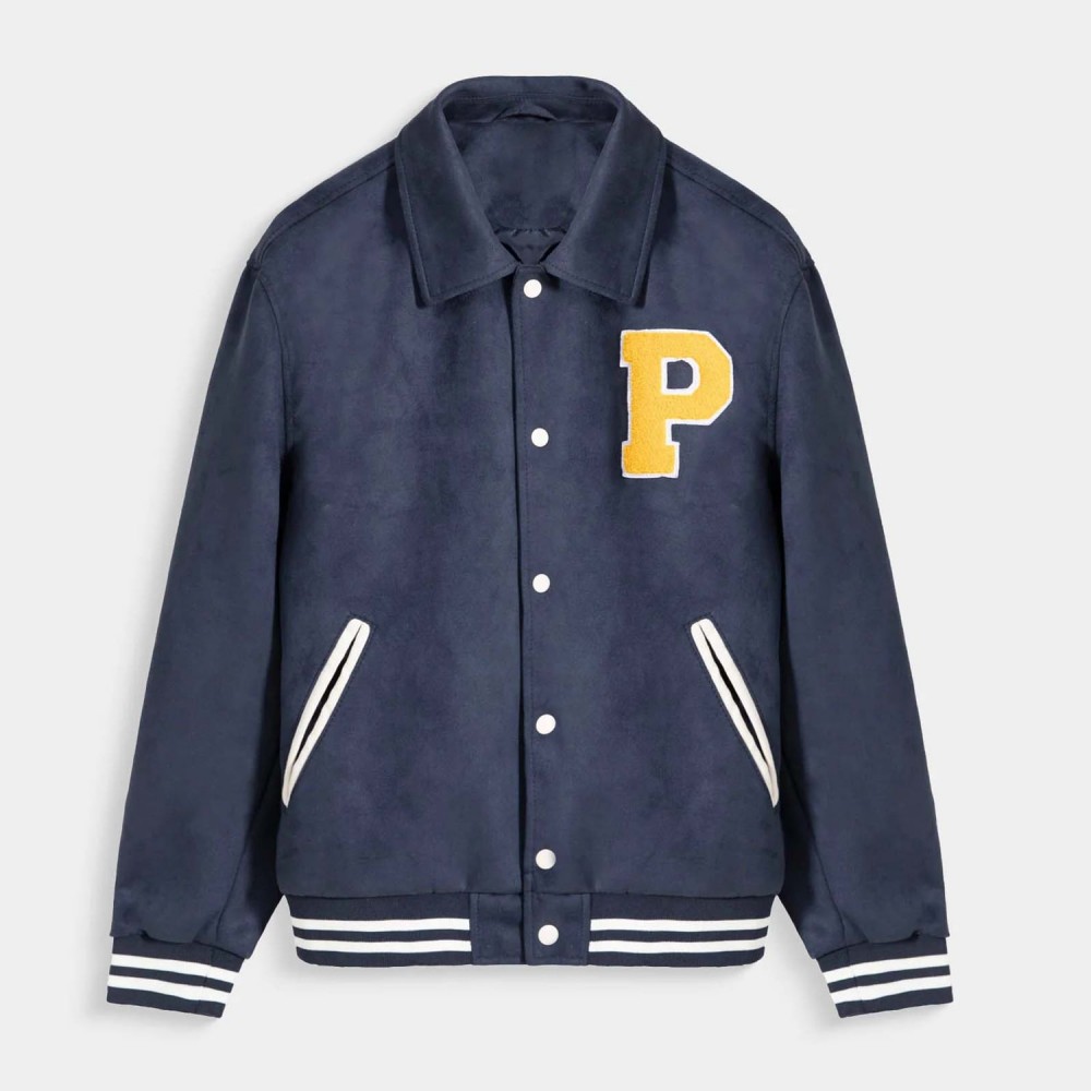 Faux Suede Varsity Jacket