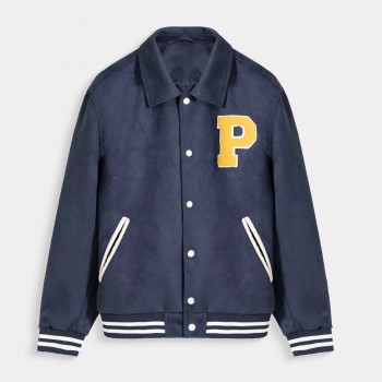 Faux Suede Varsity Jacket