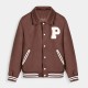 Faux Suede Varsity Jacket