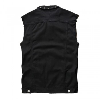 Black Denim Rivet Vest