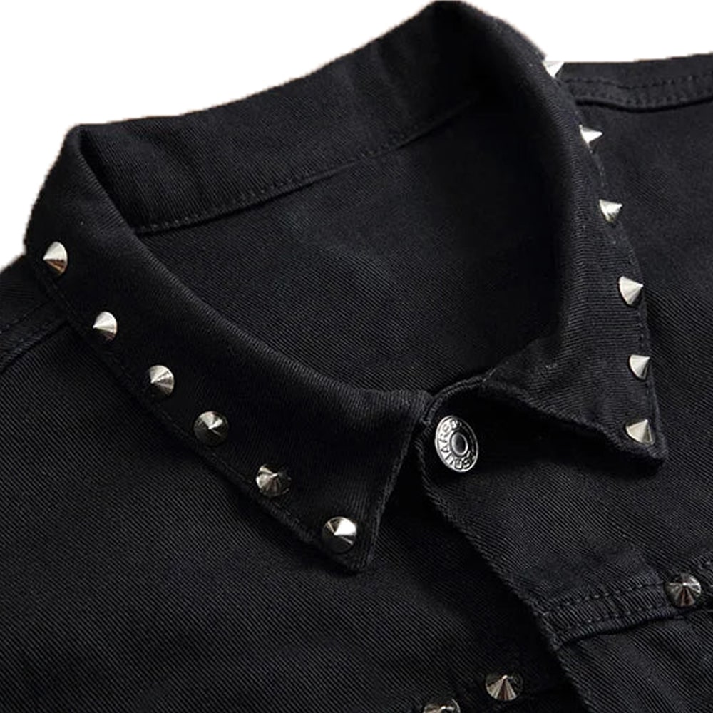 Black Denim Rivet Vest