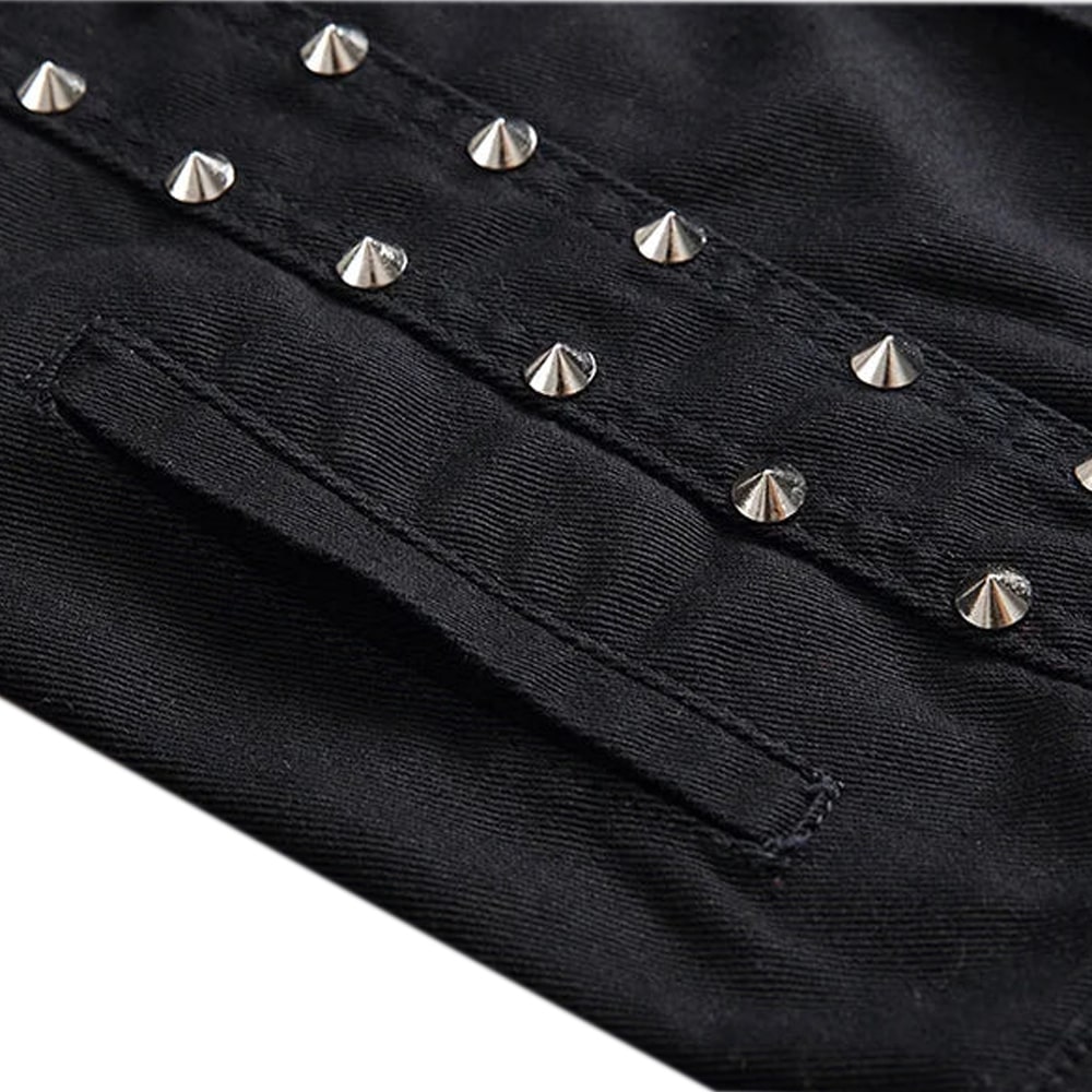 Black Denim Rivet Vest