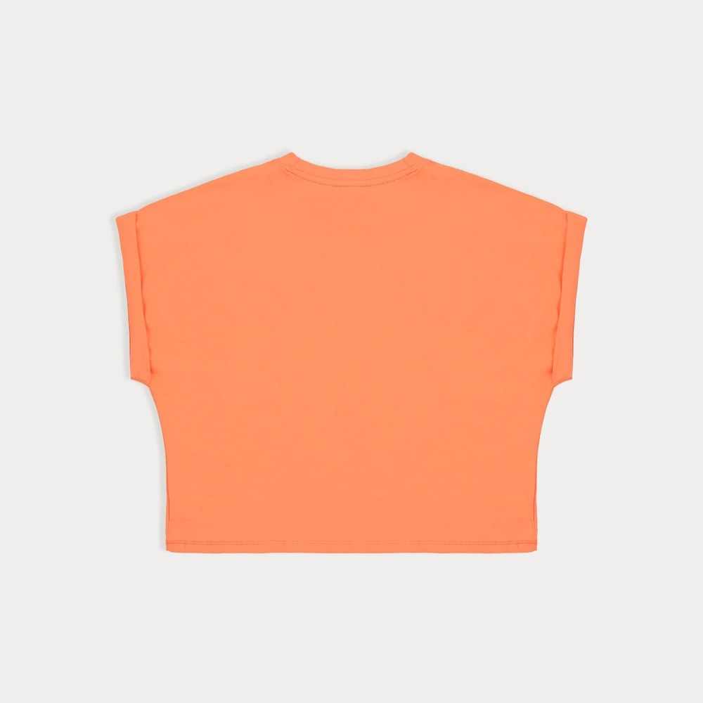 Cropped T-shirt With Turned-up Sleeves