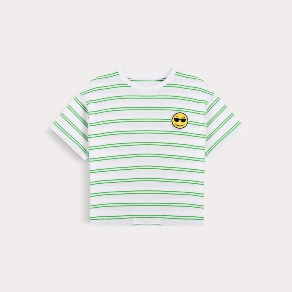 Cropped Smiley Striped T-shirt