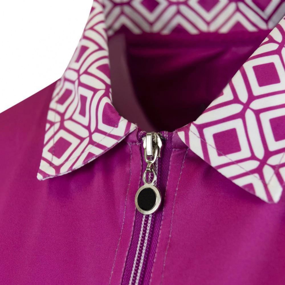 Women's Geometric Zip Neck Polo Shirt