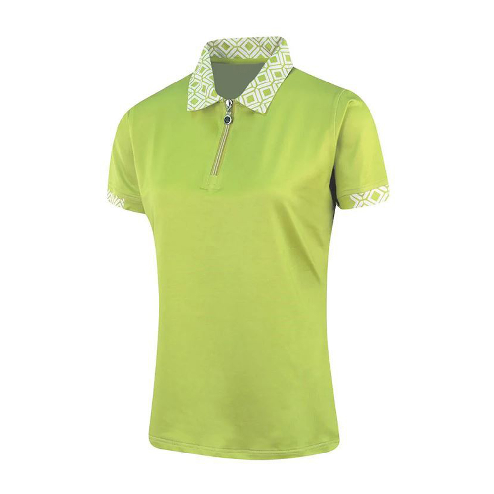 Women's Geometric Zip Neck Polo Shirt