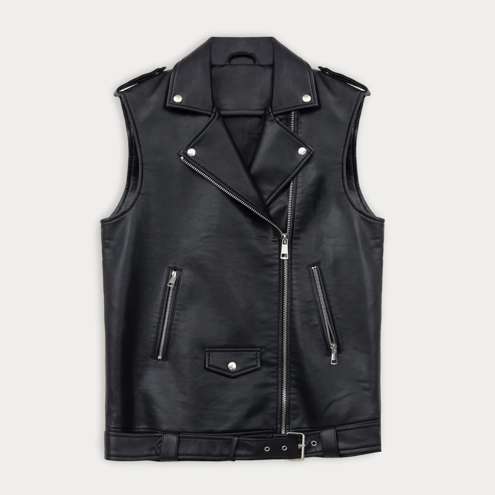 Faux Leather Biker Vest