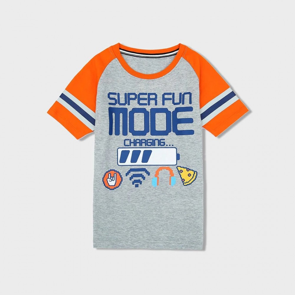 Kids Soft Cotton Printed Raglan T-Shirt