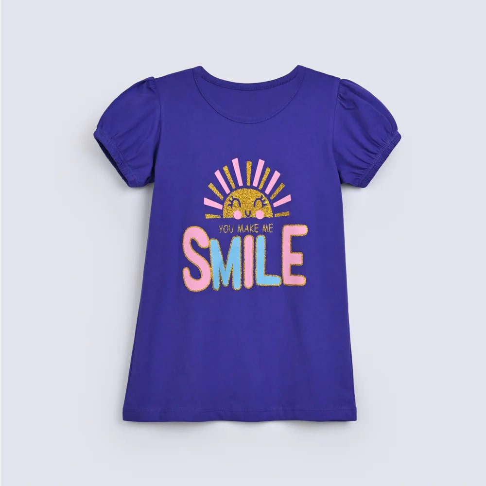 Girls Smiley Glitter T-Shirt