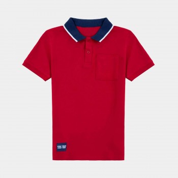 Contrasted Collar Polo Shirt 