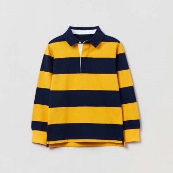 Striped Long Sleeve Polo Shirt