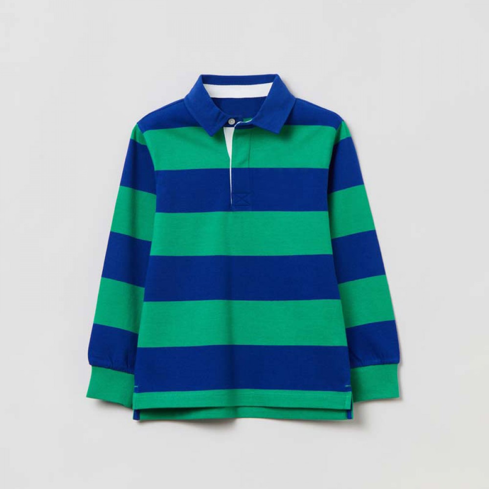 Striped Long Sleeve Polo Shirt