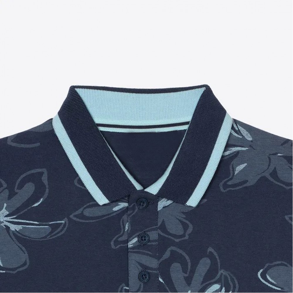 Boys' Blue Floral Polo Shirt