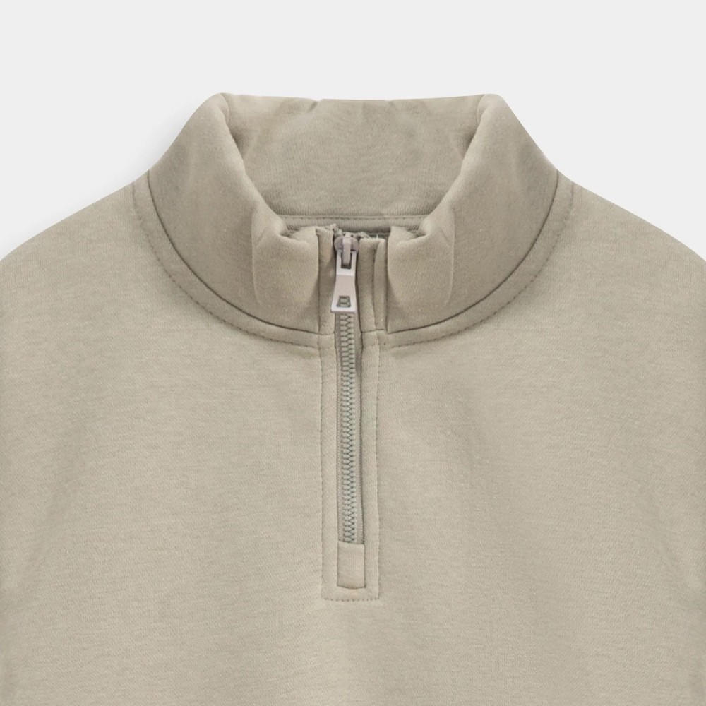 Plain Sweatshirt With Zipper Opening