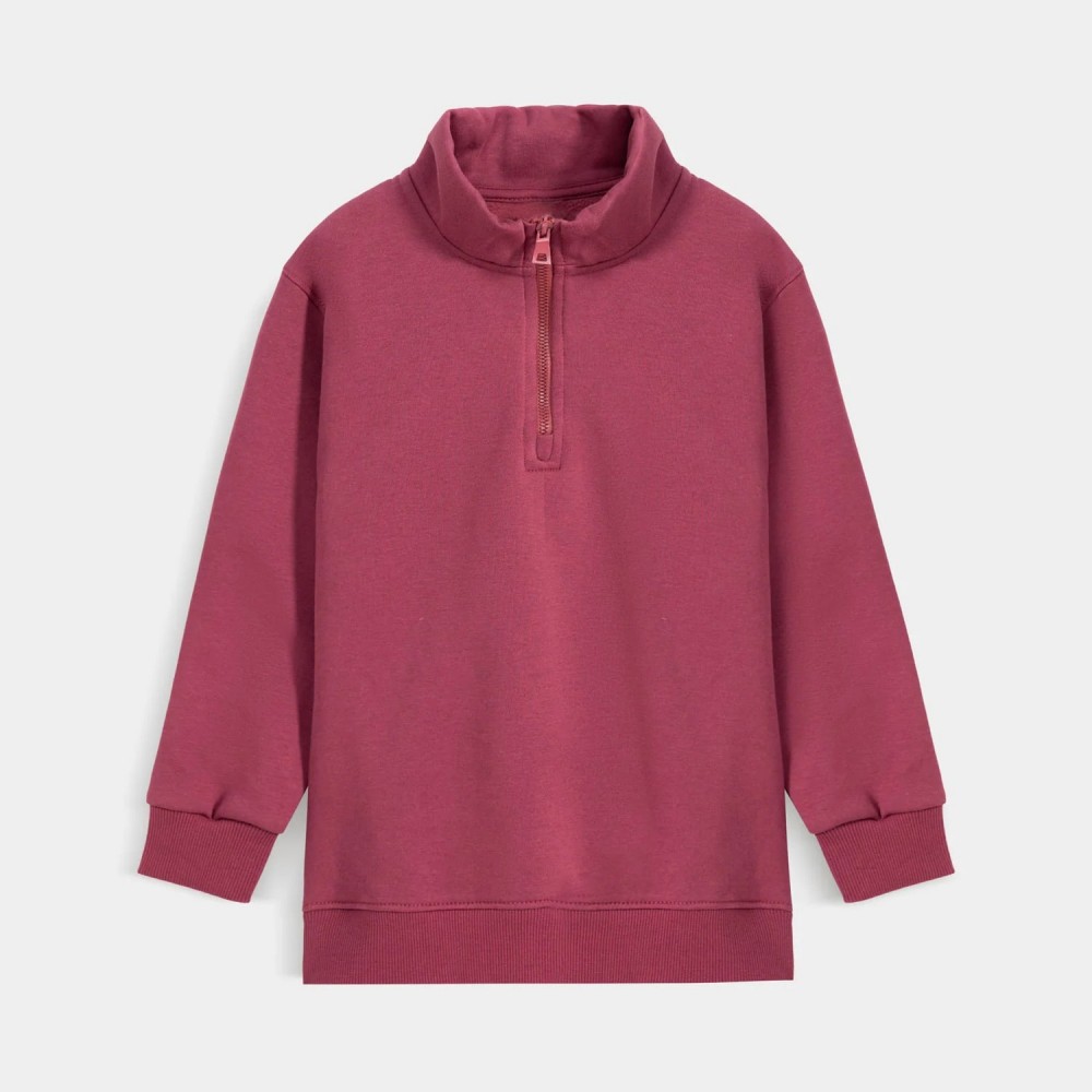 Plain Sweatshirt With Zipper Opening