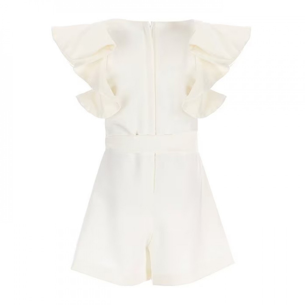 Girls Tiered Ruffle Sleeve Romper