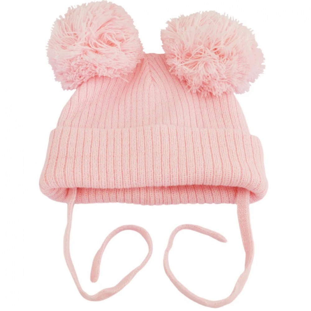 Double Pom Pom Hat with Chin Strap